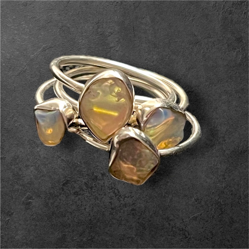 Ethiopian Opal Sterling Silver Rings